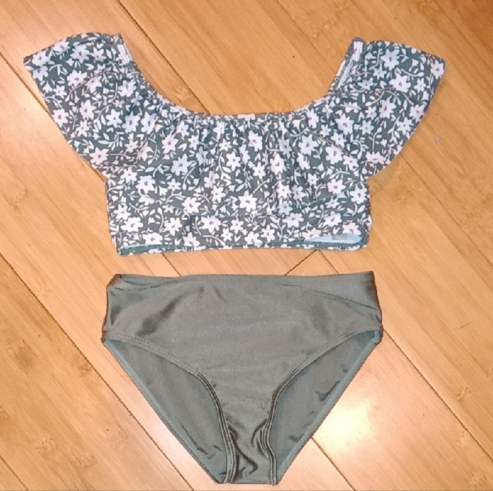SHEIN Green Floral Kids Bikini